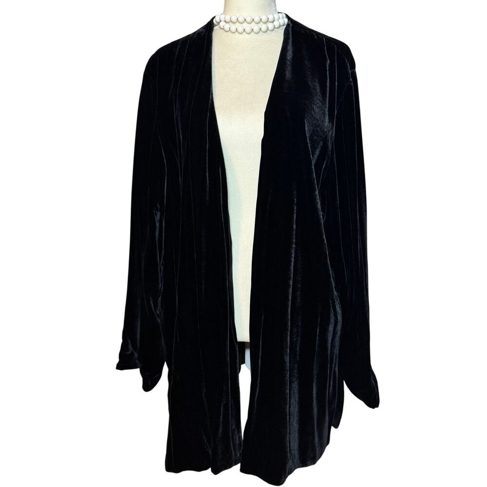 NWT Black Velvet Open Front Jacket By The Look Randolph Luke Size: 1X Silk